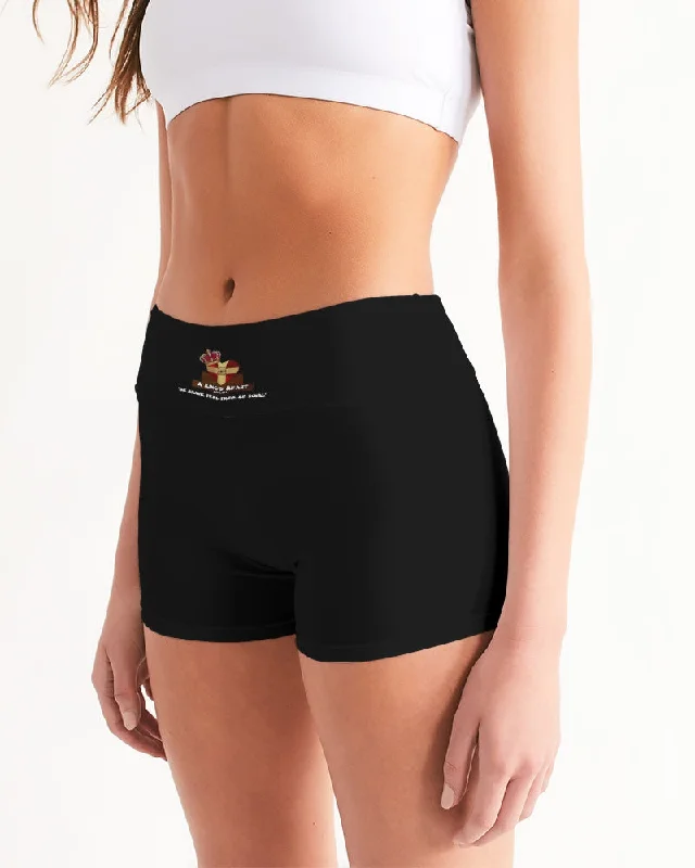 AKH Black Women's Mid-Rise Yoga Shorts