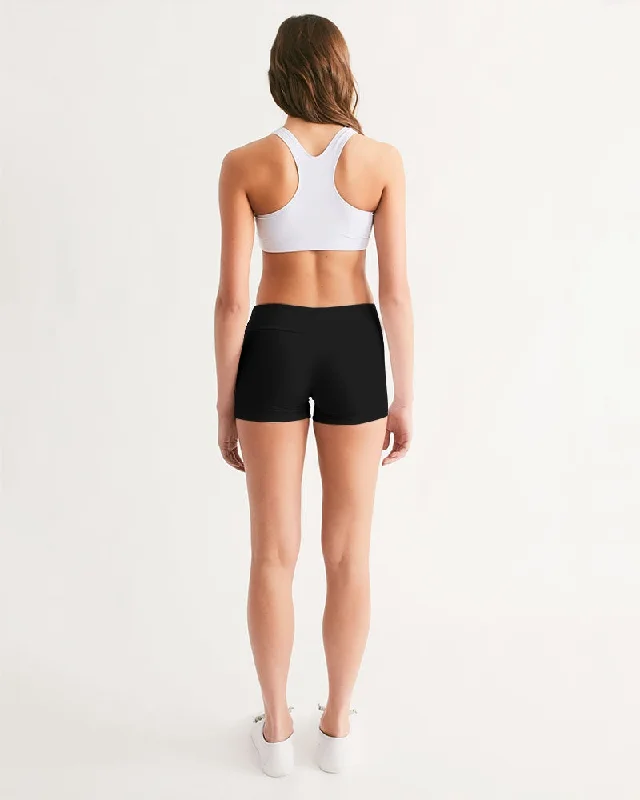 AKH Black Women's Mid-Rise Yoga Shorts