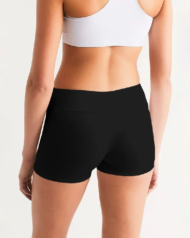 AKH Black Women's Mid-Rise Yoga Shorts