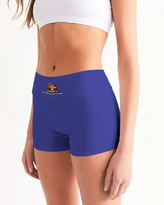 AKH Blue Women's Mid-Rise Yoga Shorts