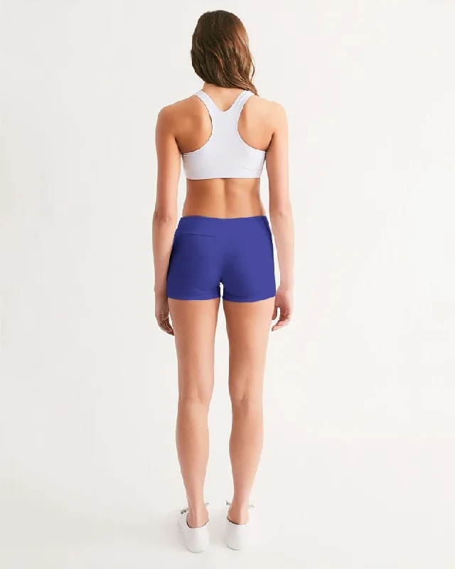 AKH Blue Women's Mid-Rise Yoga Shorts