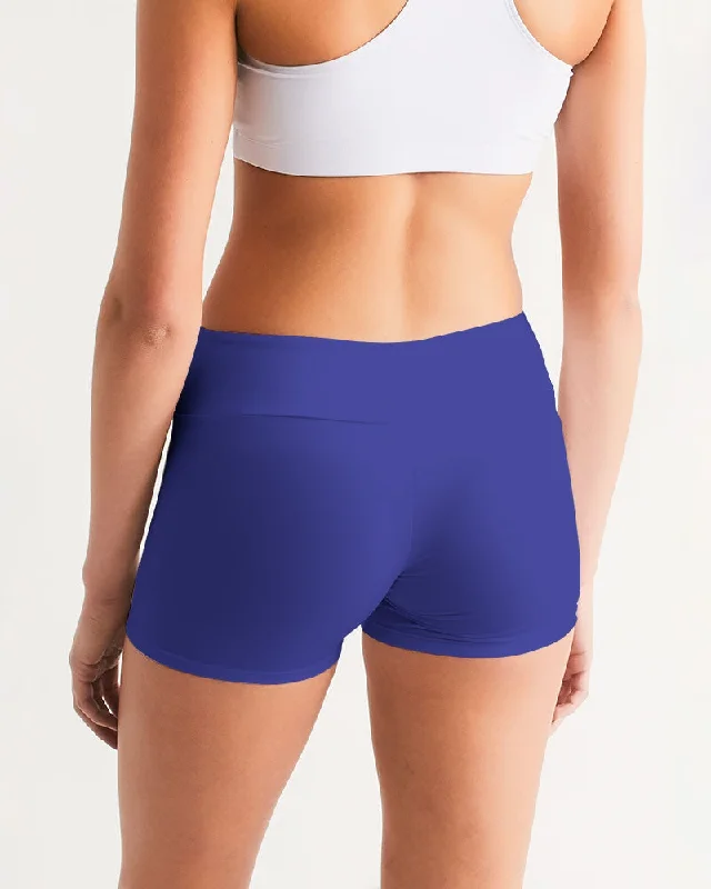 AKH Blue Women's Mid-Rise Yoga Shorts