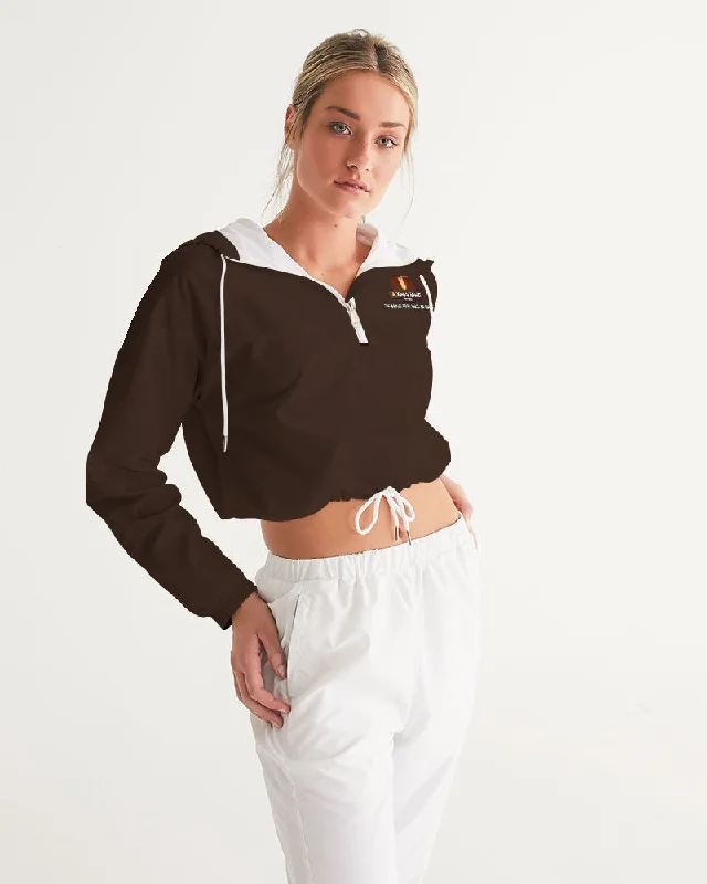 AKH Brown & Black Women's Cropped Windbreaker