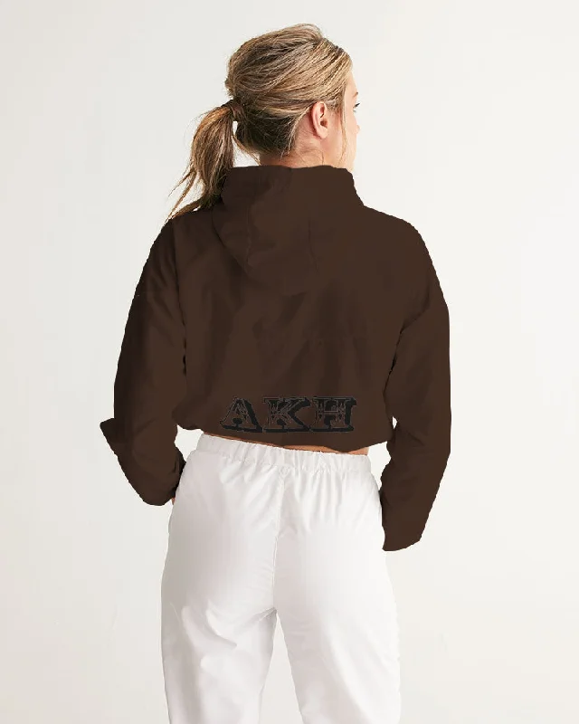 AKH Brown & Black Women's Cropped Windbreaker