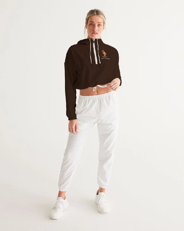 AKH Brown & Black Women's Cropped Windbreaker