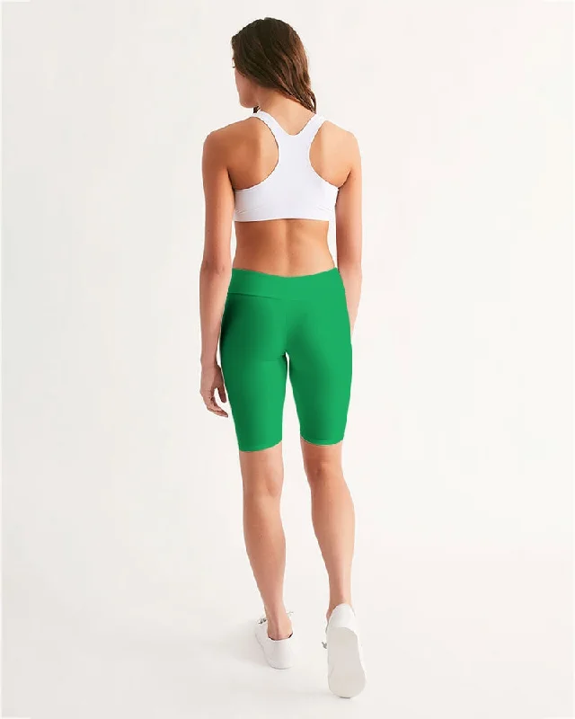 AKH Green Women's Mid-Rise Bike Shorts