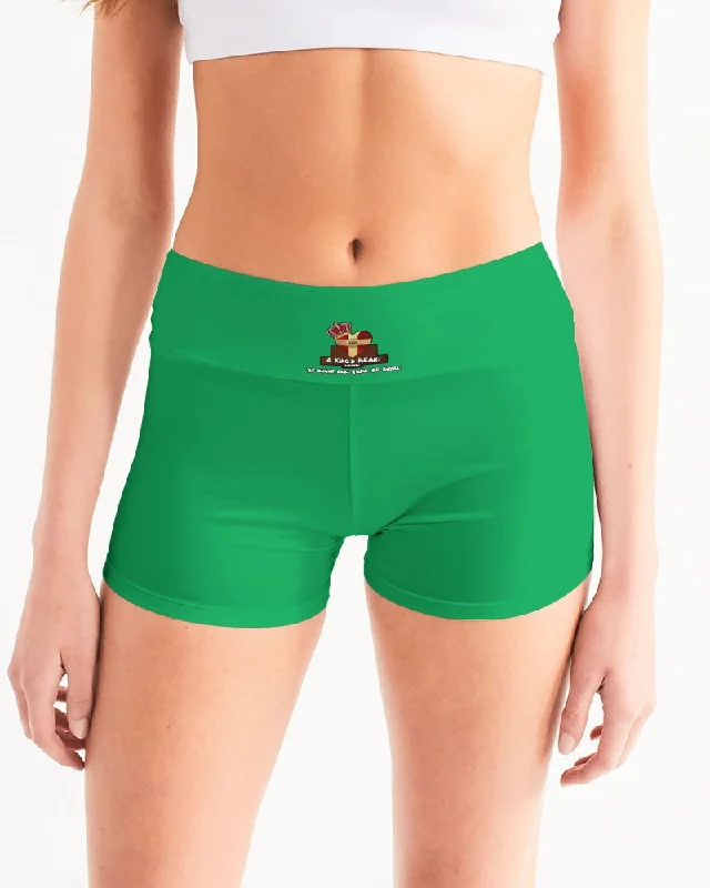 AKH Green Women's Mid-Rise Yoga Shorts