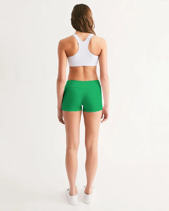 AKH Green Women's Mid-Rise Yoga Shorts