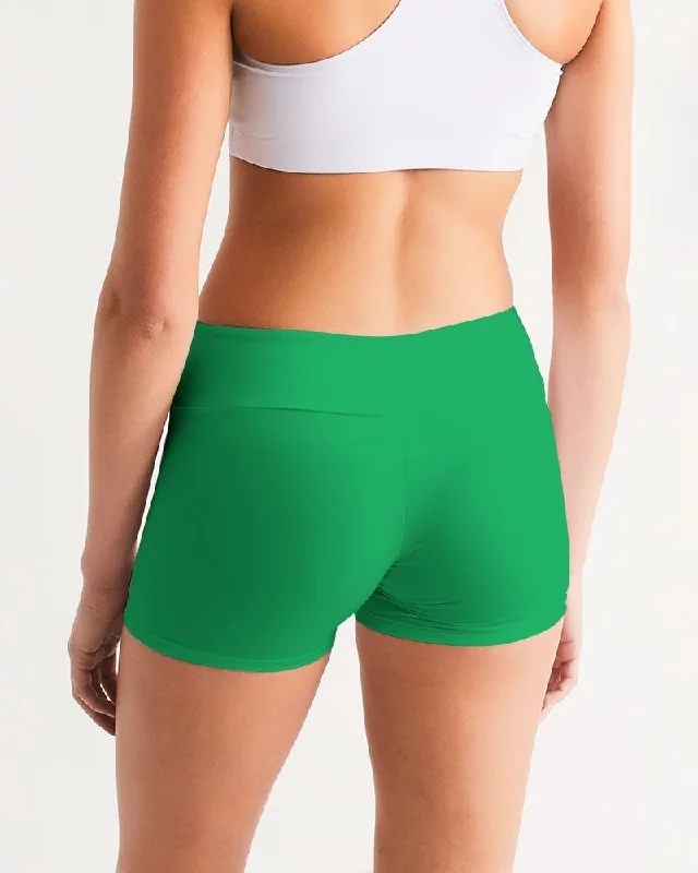 AKH Green Women's Mid-Rise Yoga Shorts