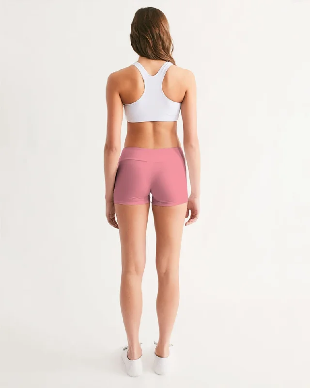 AKH Pink Women's Mid-Rise Yoga Shorts