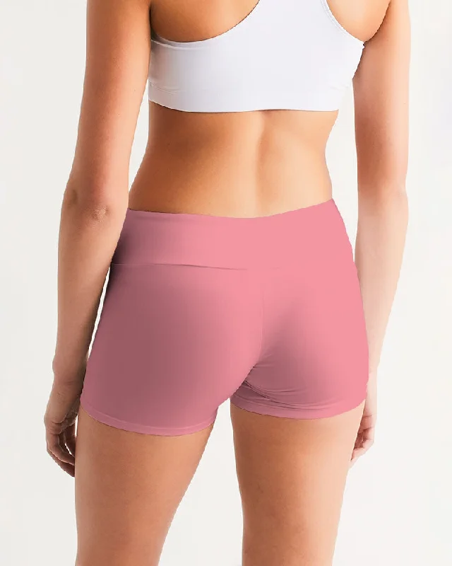 AKH Pink Women's Mid-Rise Yoga Shorts