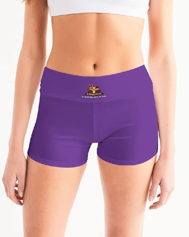 AKH Purple Women's Mid-Rise Yoga Shorts