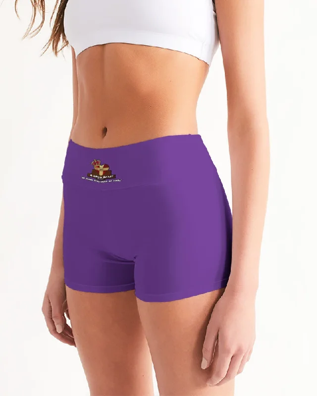 AKH Purple Women's Mid-Rise Yoga Shorts