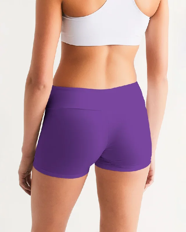 AKH Purple Women's Mid-Rise Yoga Shorts