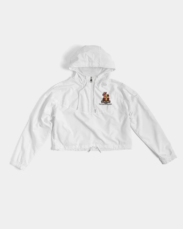 AKH White Women's Cropped Windbreaker