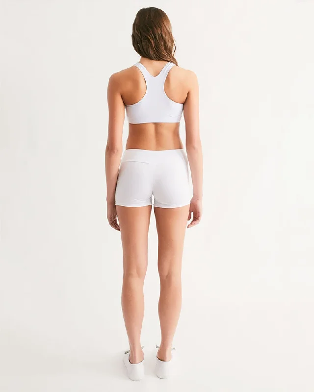 AKH White Women's Mid-Rise Yoga Shorts