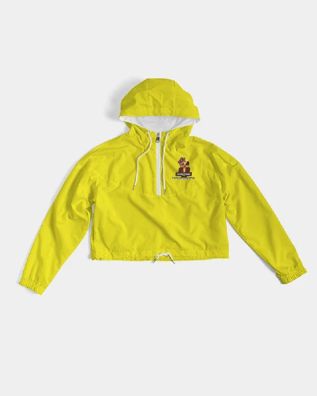 AKH Yellow & Black Women's Cropped Windbreaker