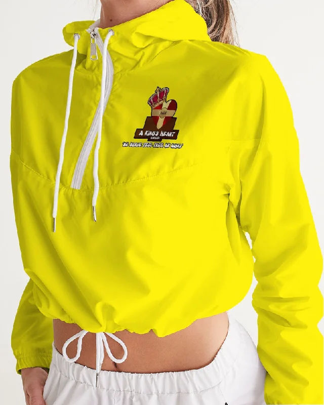 AKH Yellow & Black Women's Cropped Windbreaker