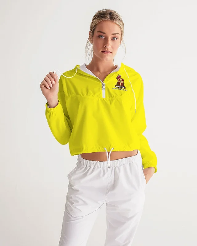 AKH Yellow & Black Women's Cropped Windbreaker