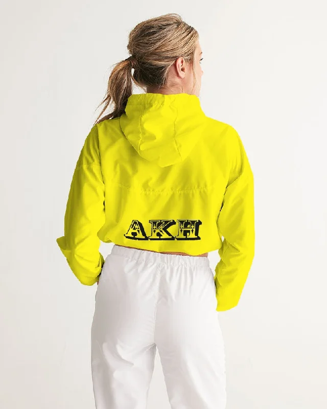 AKH Yellow & Black Women's Cropped Windbreaker