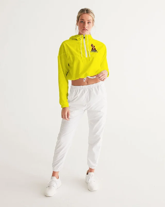 AKH Yellow & Black Women's Cropped Windbreaker