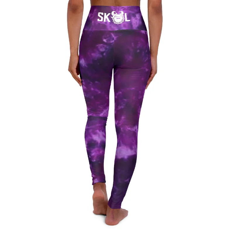 High Waisted Yoga Leggings - Purple Tie-Dye