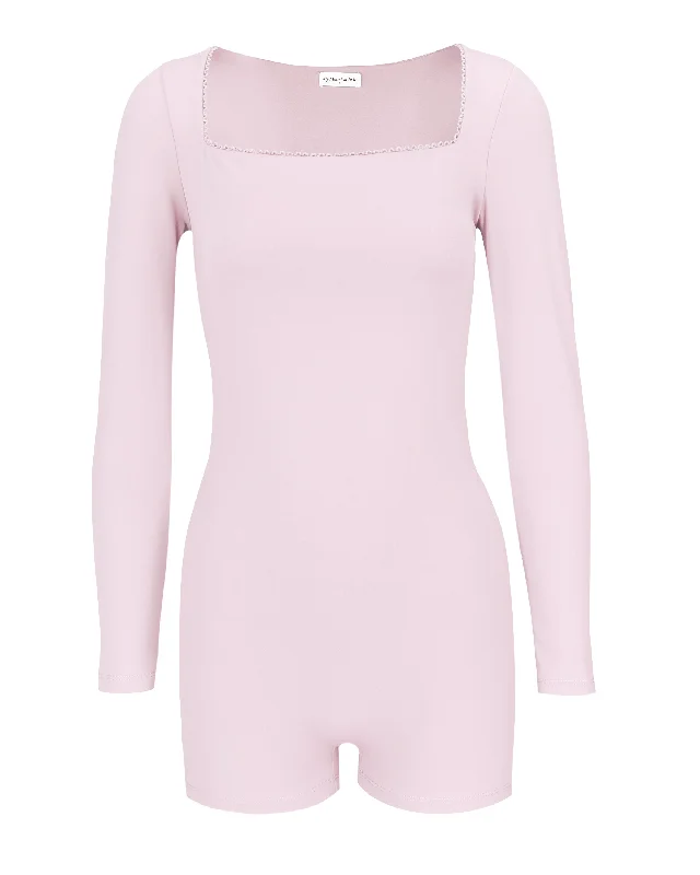 Long Sleeve Square Neck Unitard - Rose