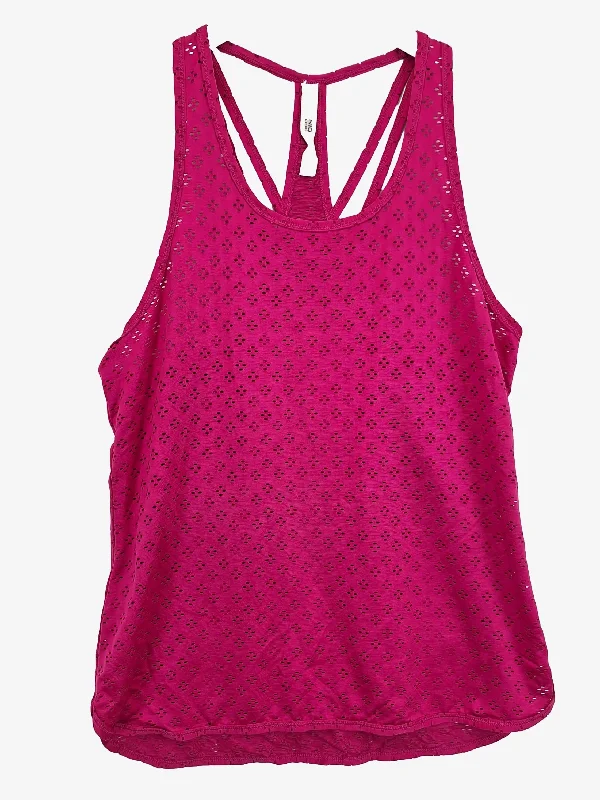 Lorna Jane Stylish Sheer Fuschia Active Top Size L