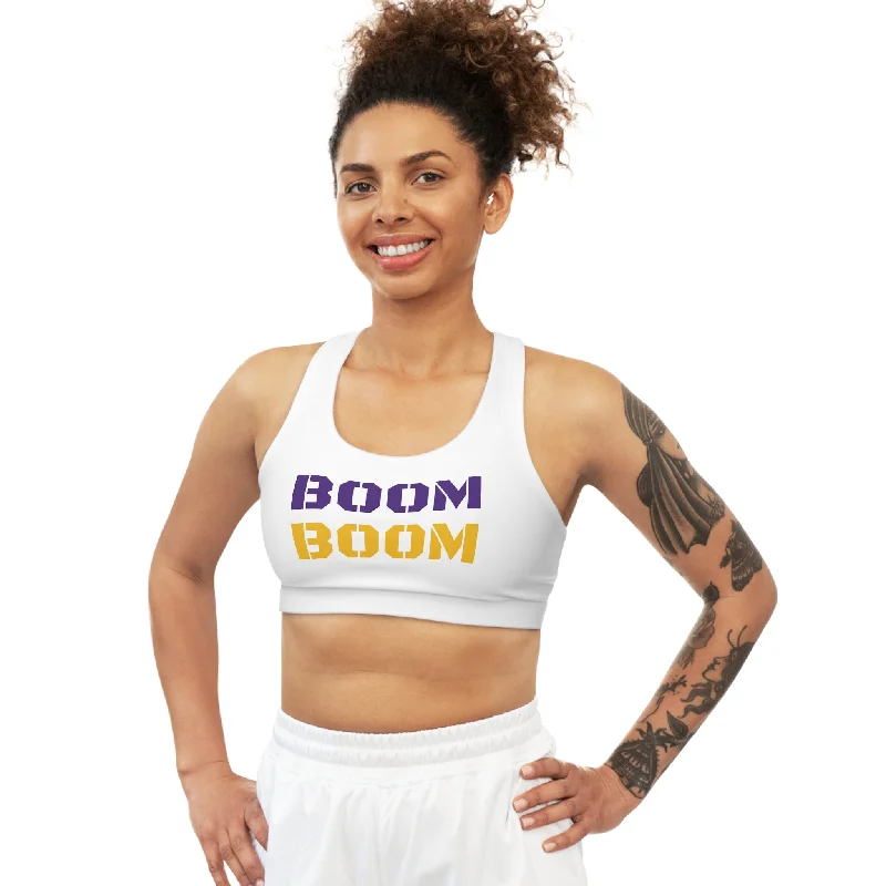 Seamless Sports Bra - White - BOOM BOOM