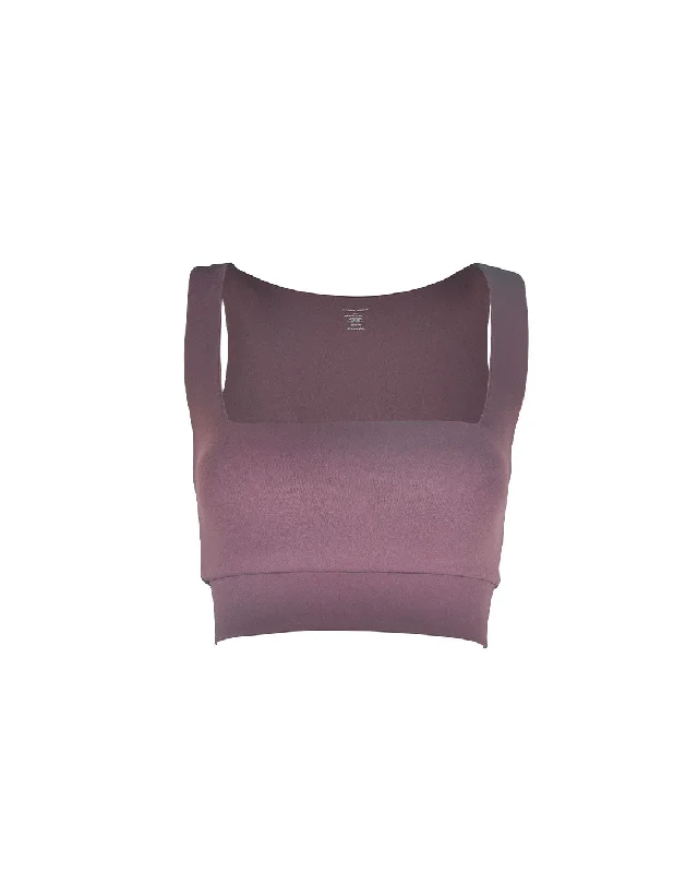 Square Neck Sports Crop - Chocolate Cherry