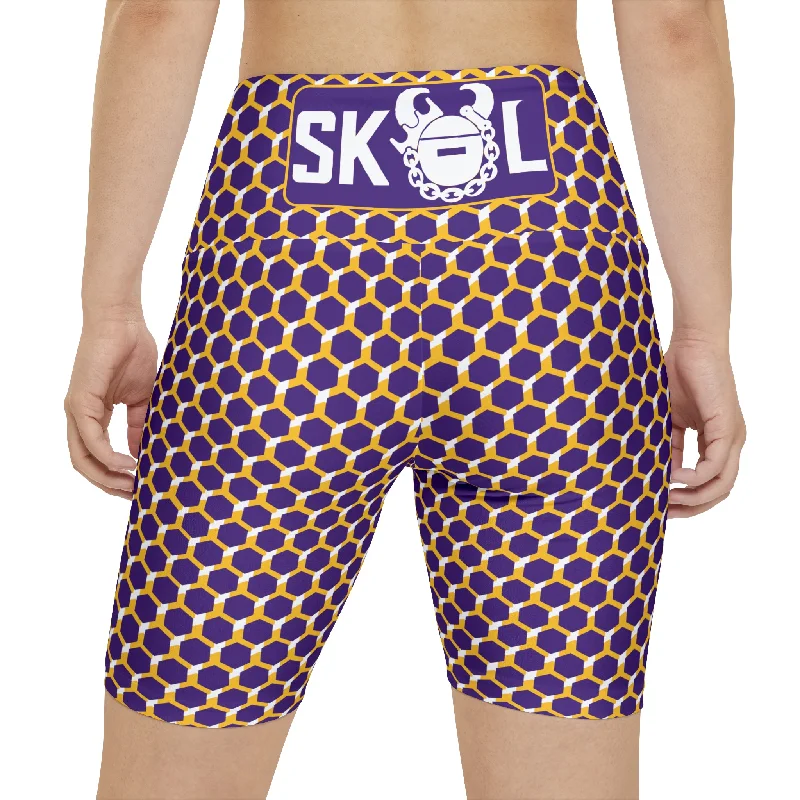 Women's Workout Shorts - Purple/Gold Hex