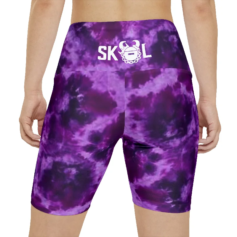 Women's Workout Shorts - Purple Tie-Dye