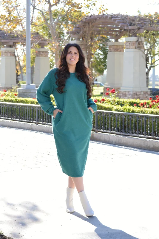 Gianna Green Sweatshirt Dress