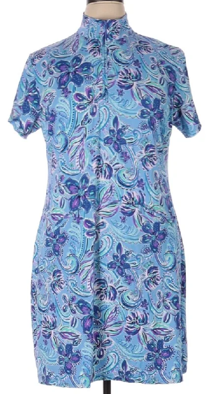 Ibkul Blue Floral Short Sleeve Golf Dress Size XL MSP$128