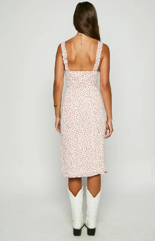 Jessie White Floral Midi Dress