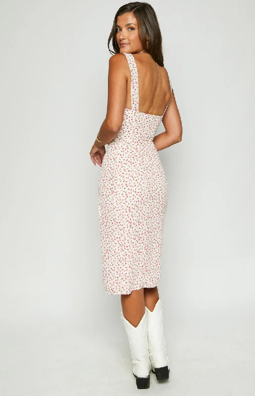 Jessie White Floral Midi Dress