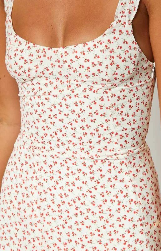 Jessie White Floral Midi Dress