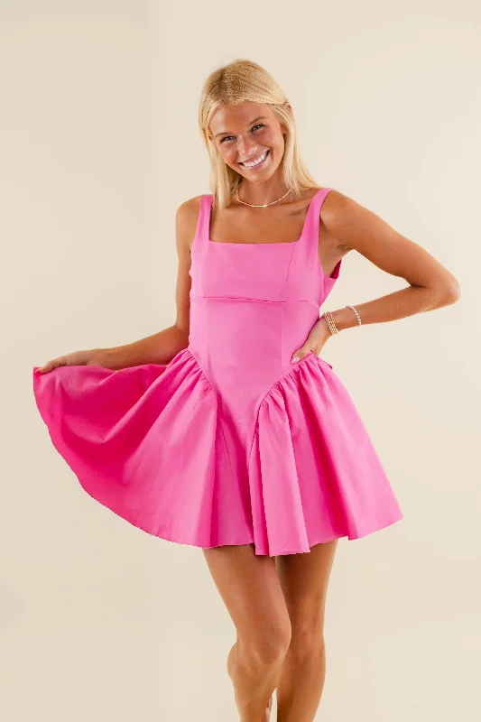 Perfectly Me Mini Dress-Hot Pink