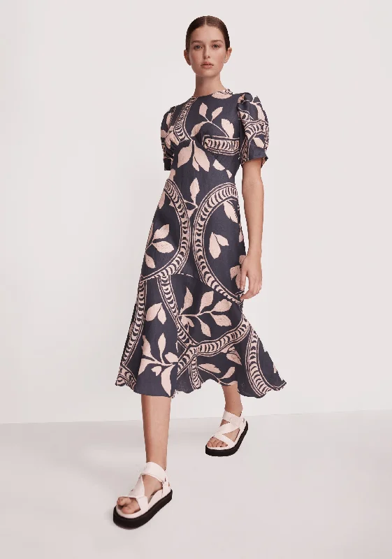 Samira Linen Midi Dress_Print