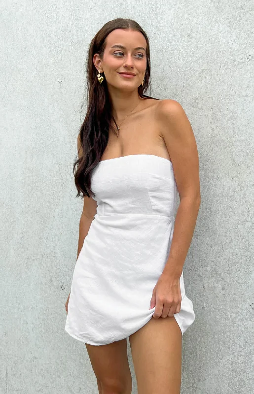 Shannon White Linen Blend Mini Dress