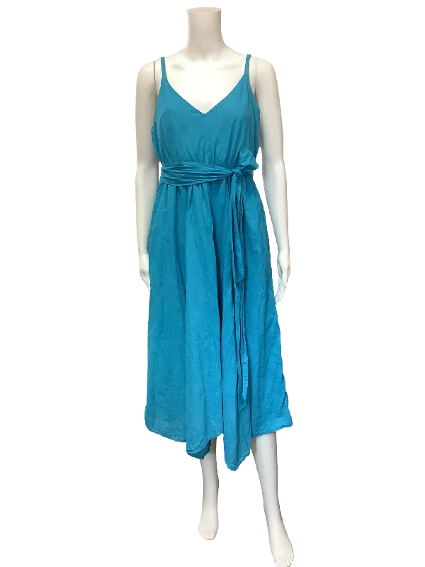 Xirena Midi Length Sleeveless V Neck Blue Dress Size Small