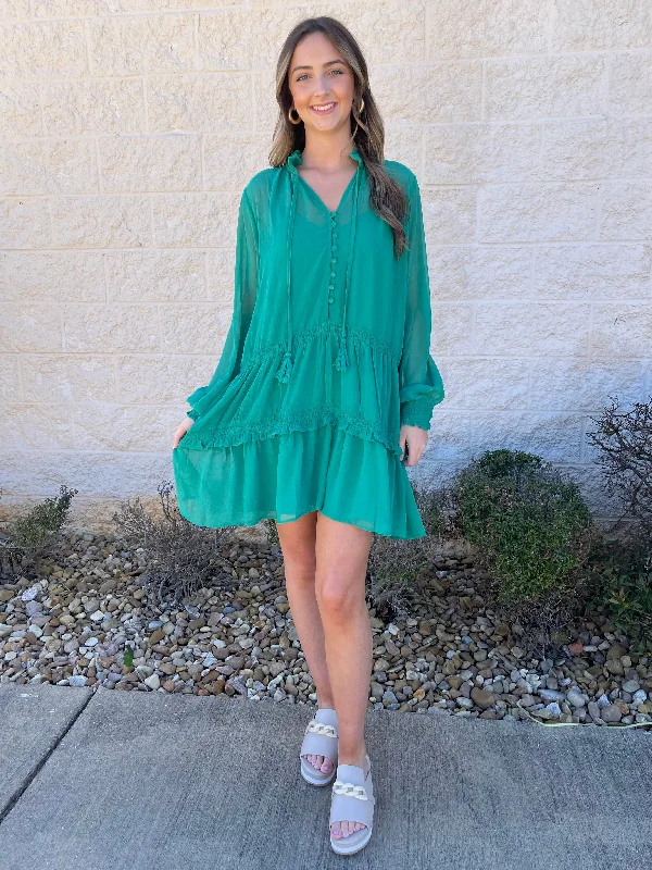 Strike A Deal Green Dress