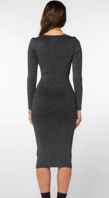 Veronica V Neck Long Sleeve Midi Sweater Dress