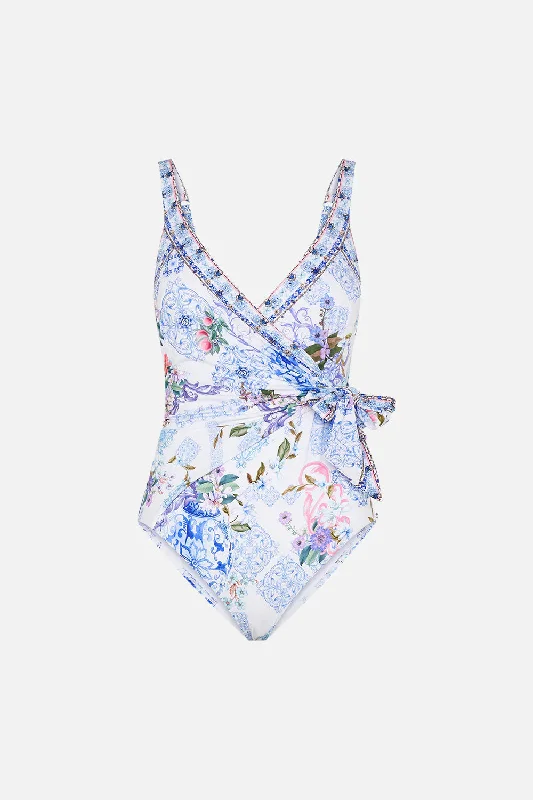 CAMILLA WRAP TIE ONE PIECE - PAINT ME POSITANO