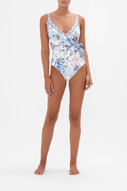 CAMILLA WRAP TIE ONE PIECE - PAINT ME POSITANO