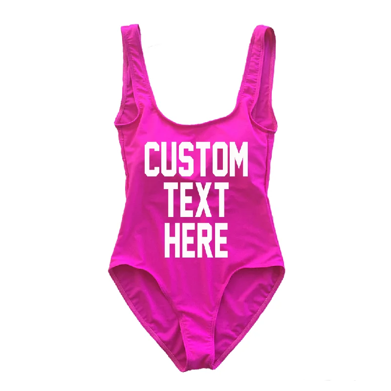 Custom Text Bright Pink One Piece Swimsuit