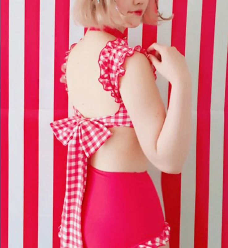 YOUVIMI Cute lattice bow swimsuit YV40170