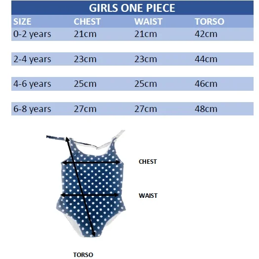 Matching Swimwear, Girls' One Piece Swimsuit, White on Navy Polka Dot