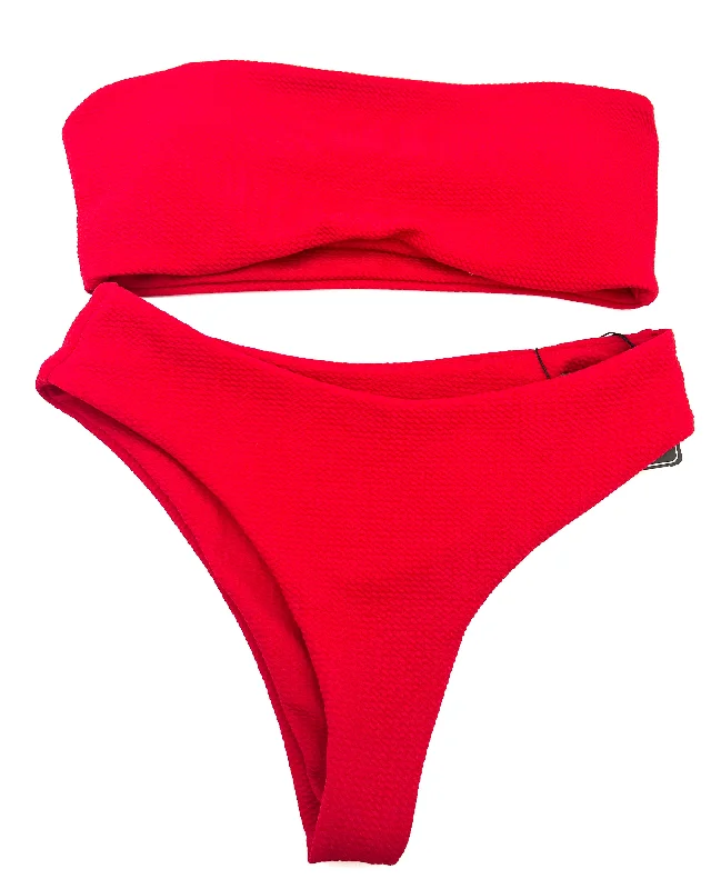 Red Textured Bikini Set - Medium