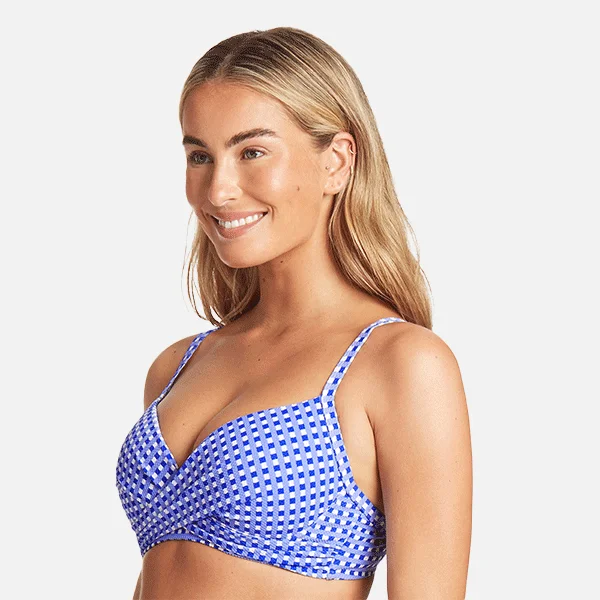 Sea Level Checkmate Cross Front Moulded underwire Bra - Cobalt